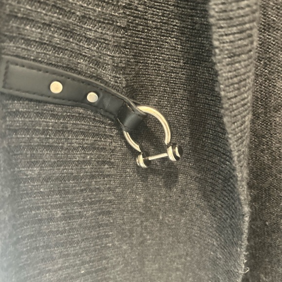 Ellen Tracy Cardigan Sweater Size S Charcoal Grey Detail Buckle - Picture 3 of 6